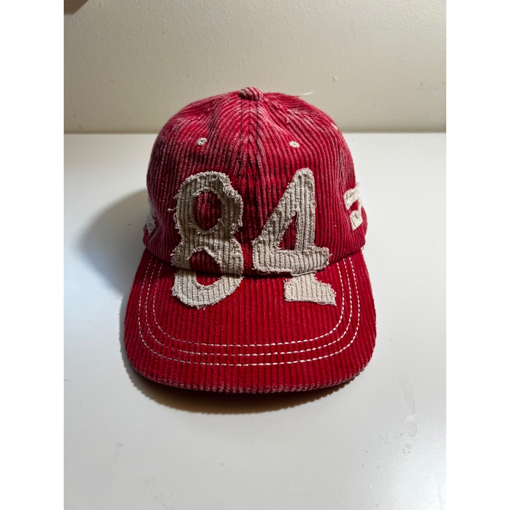 NWT Free People Womens Hollie Varsity Hat OS Red Vintage Corduroy Distressed